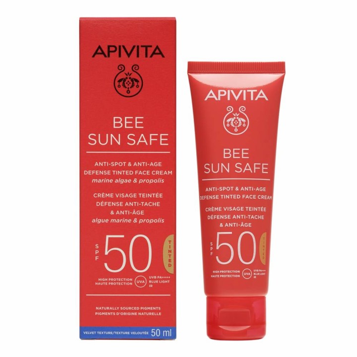 Apivita Bee Sun Safe Anti-Spot & Anti-Age Defense Tinted Face Cream Spf50, 50ml