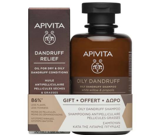 Apivita Oily Dandruff Shampoo 250mL + Apivita Dandruff Relief Oil 50mL