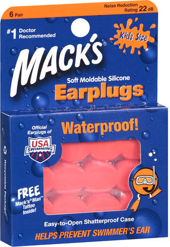 Mack's Kids Silicone Waterproof 6pairs Earplugs