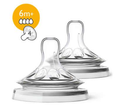 Avent Natural Silicone Teats 4 Hole X 2