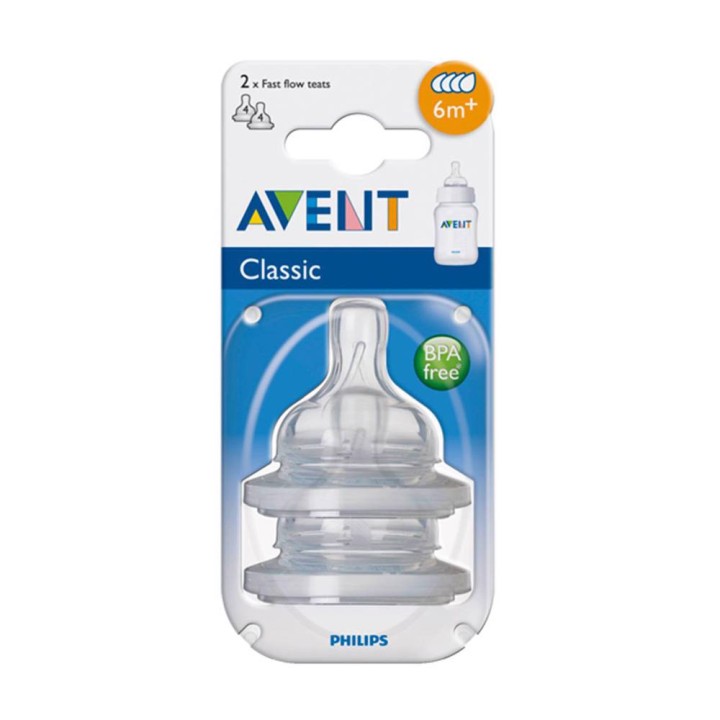 Avent Classic Silicone Teats 4 Hole X 2
