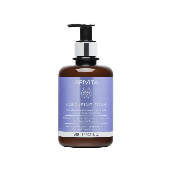 Apivita Cleansing Creamy Foam Face & Eyes With Olive, Lavender & Propolis, 300ml