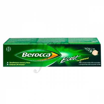 Berocca Boost + Guarana And Caffeine 15 Sugar Free Effervescent Tablets Acerola Cherry Flavour