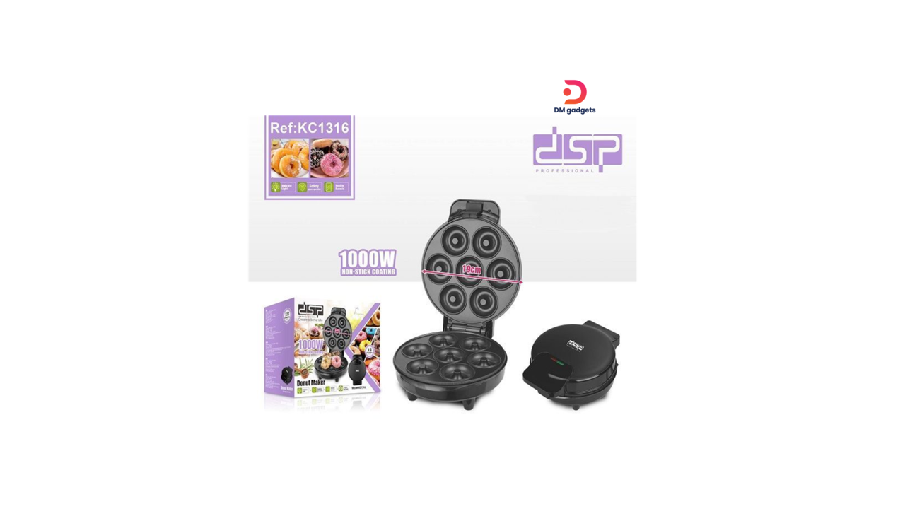 642U#DSP®KC1316 Donut Maker 1000W Non-Stick coating – Black