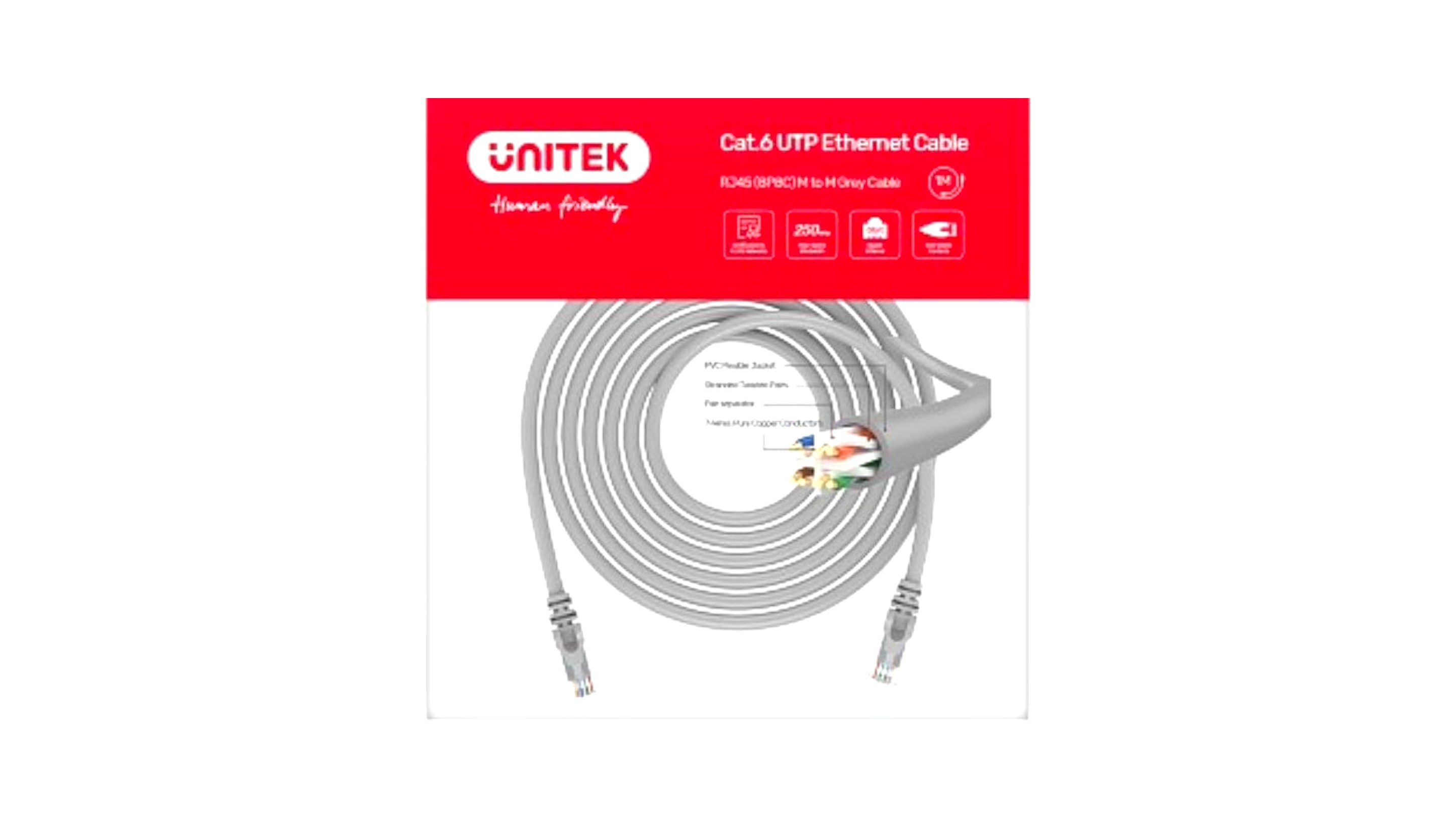 Unitek CAT6 CU Patch Cable 2.0m Grey