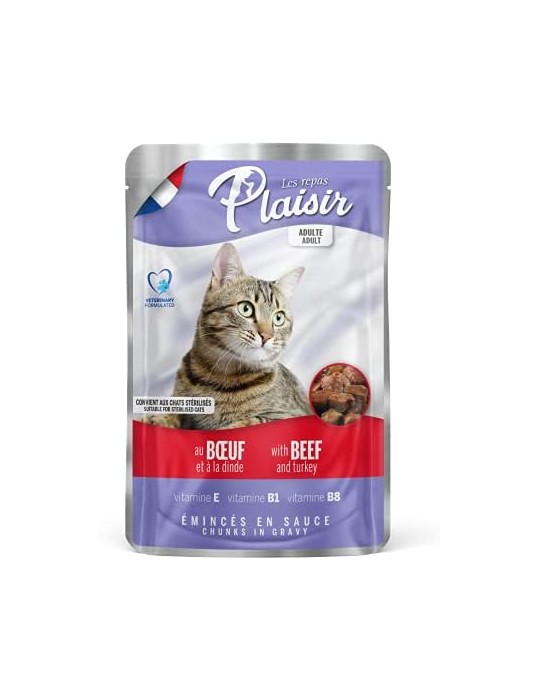 Plaisir Cat Wet Food Pouch Ad Sterilised Beef 100g