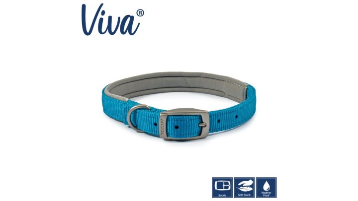 Ancol Viva Padded Nylon Buckle Collar Blue L 45-54cm ...