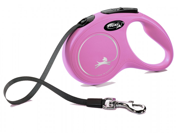 Flexi Classic Tape Dog lead Retractable Small 5m Pink