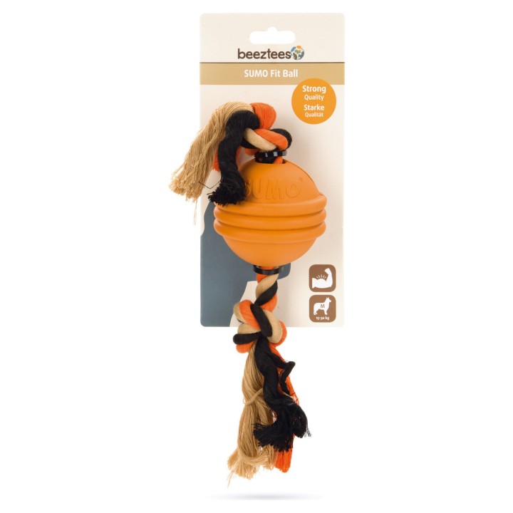 Beeztees Sumo Fit Ball Orange 32X8Cm For Dogs - Robust Toy With Rope