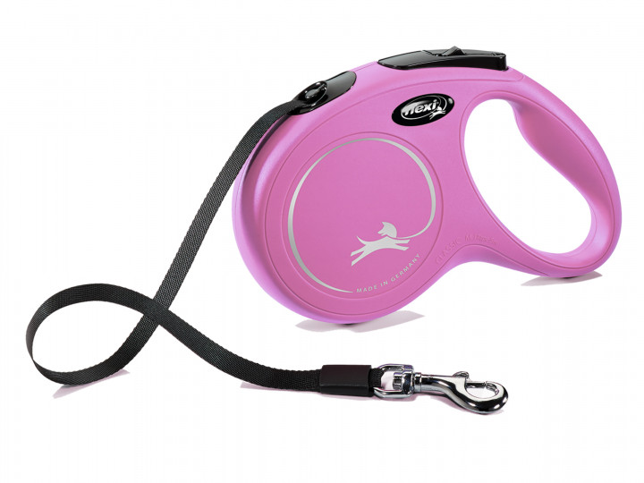 Flexi Retractable Lead Classic Tape Medium 5m Pink