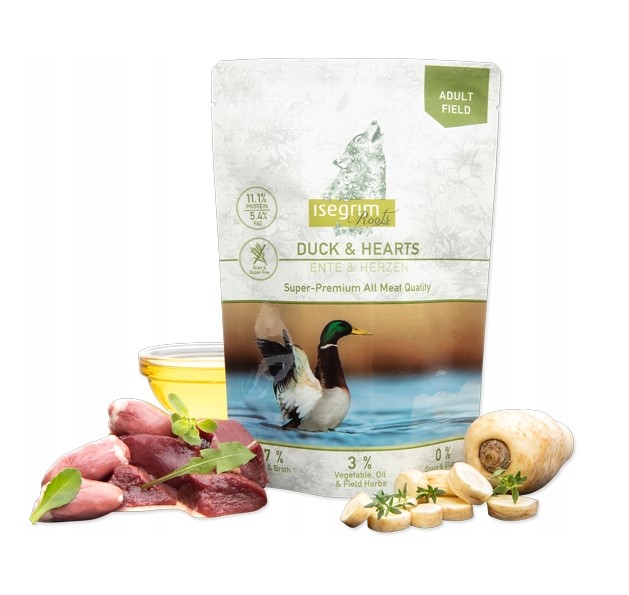 Isegrim   Adult Duck & Hearts Pouches 410g