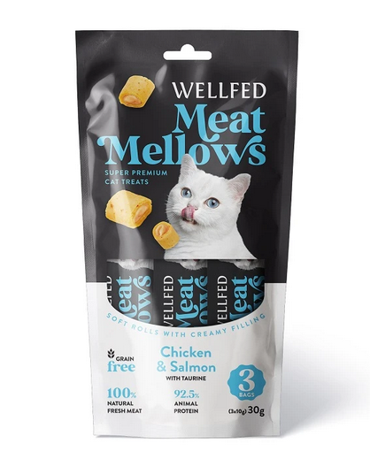 Wellfed  Meat Mellows Chicken & Salmon (3x10g)