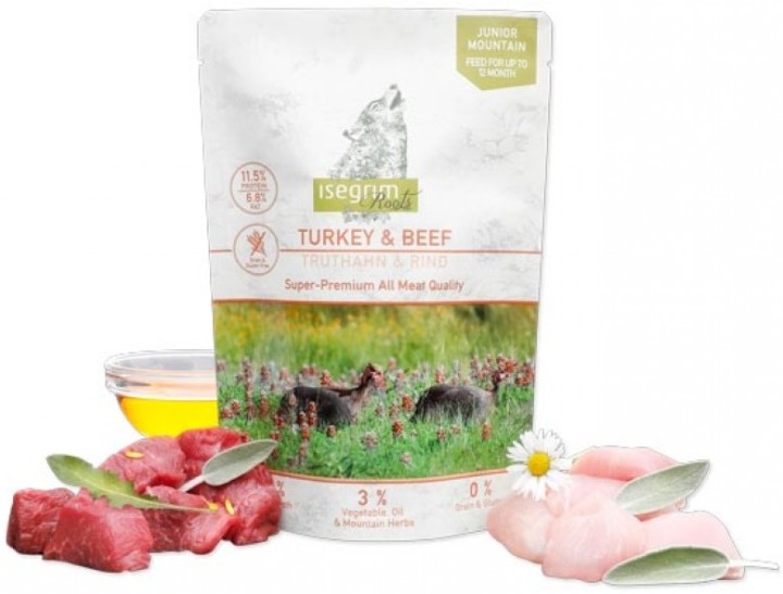 Isegrim  Puppy Turkey & Beef Pouches 410g
