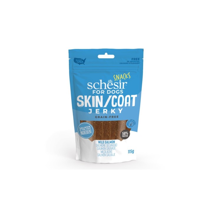 Schesir Dog Snack Skin & Coat Jerky & Salmon  115g