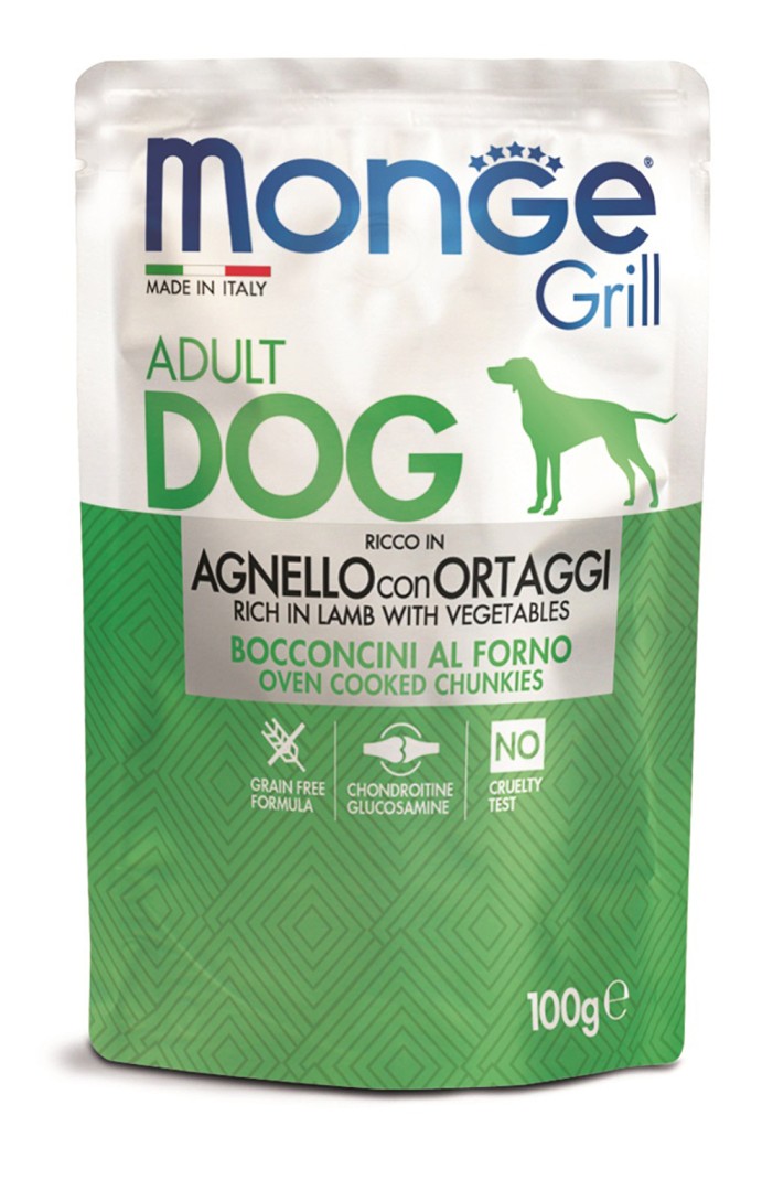 Monge Grill Dog Adult Lamb & Veg Chunks Pouch 100g