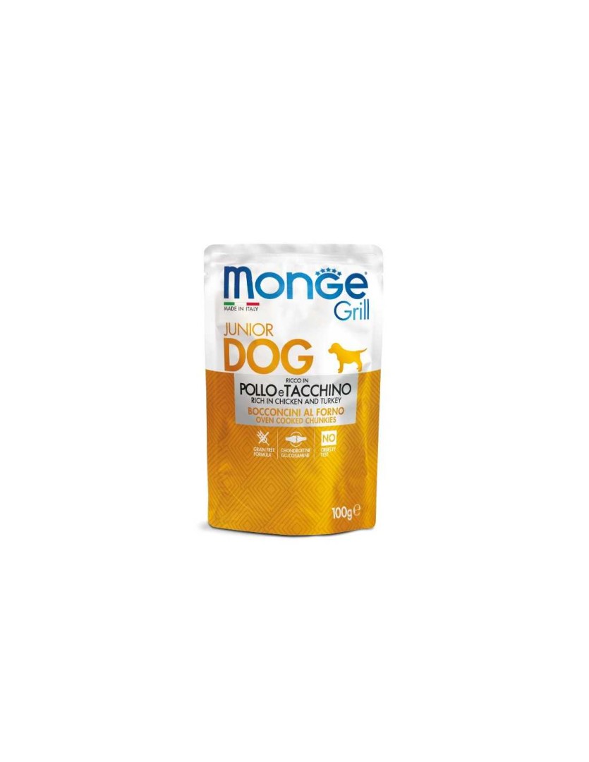Monge Dog Grill Pouch Junior Chunkies Chicken & Turkey 100g