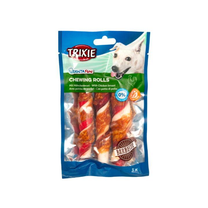 Trixie Denta Fun Barbecue Chewing Rolls, Chicken. 3pcs