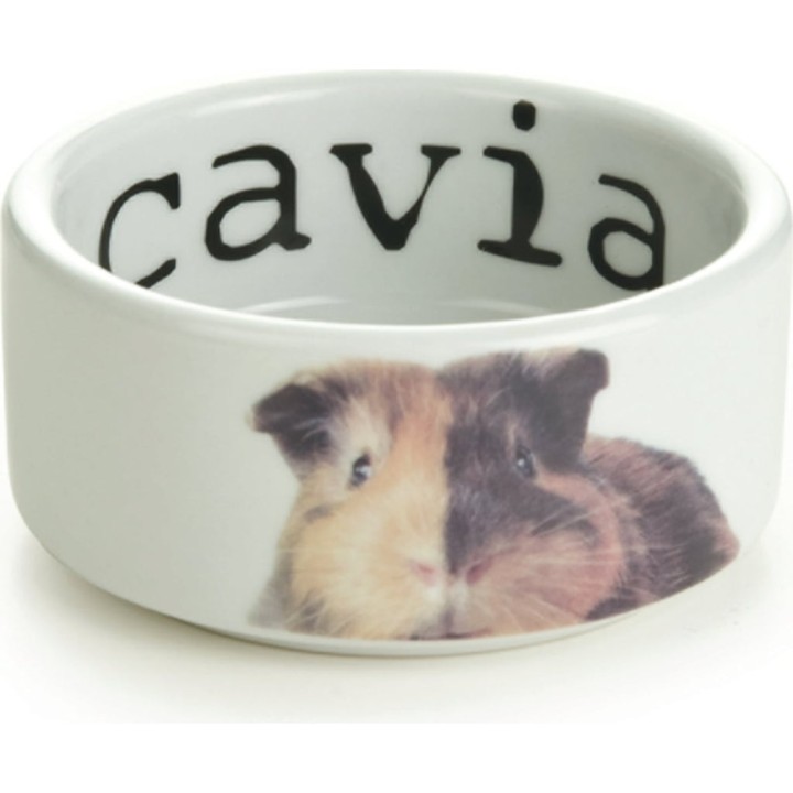 Beeztees Guinea Pig Bowl Snapshot Ceramic White 10x4 Cm Feeding Bowl