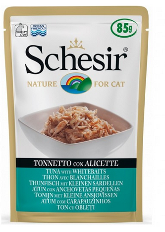 Schesir Cat Wet Food Tuna & Whitebaits In Jelly Pouch 85g