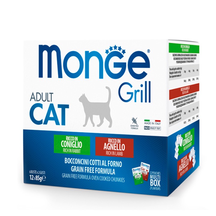 Monge Grill Multipacks Cat Adult Rabbit, Lamb 12x85 g