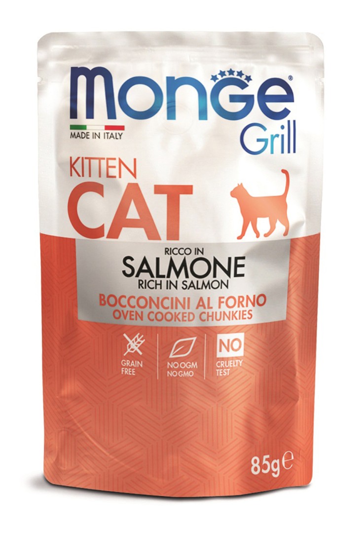 Monge Grill Kitten Salmon Chunks in Jelly Pouch 85g