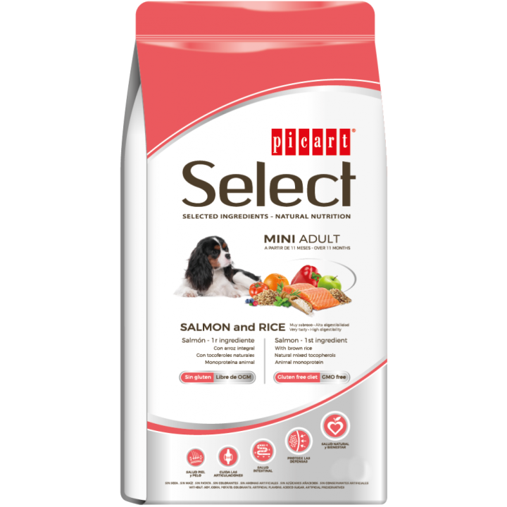 Picart Select Mini Adult Salmon & Rice dog food 800g