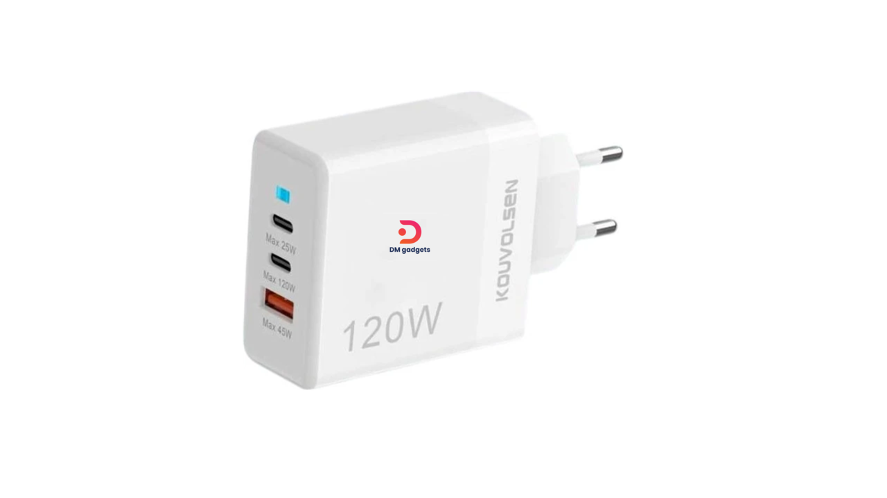 385J1#Kouvolsen®CX-180B 120W PD-QC 3.0 with 1 USB-A and 2 Type-C Ports-White