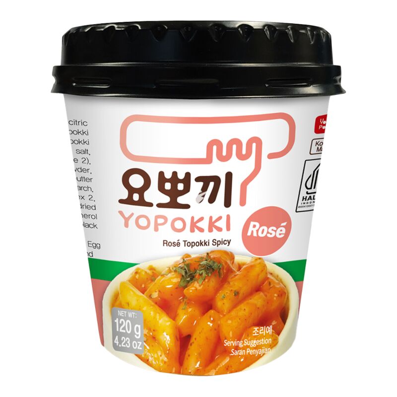 Yopokki Spicy Rice Cake Spicy Tteokbokki Rose Cup 120g