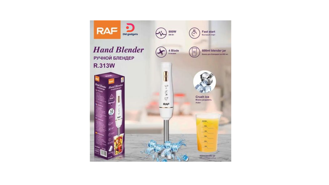 642p1#RAF®R.313H Hand Blender Anti Sleep Stainless Steel 600ml-800W – White