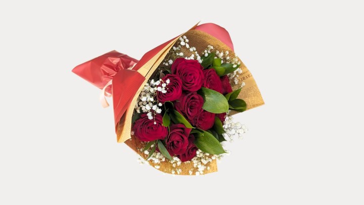 10 Red Roses Bouquet With Greenery