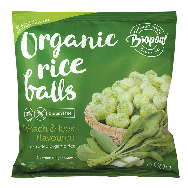 Biopont Rice Balls Spinach Leek G/F Bio 60G