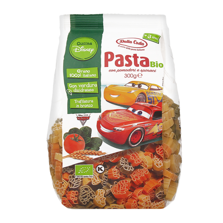Dalla Costa Disney Kids Pasta Cars Tomato-Spinach 300G Bio