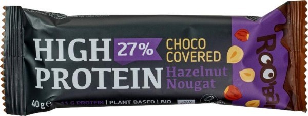 Roobar, High Protein Choco Covered Hazelnut Nougat Bar 400G Bio