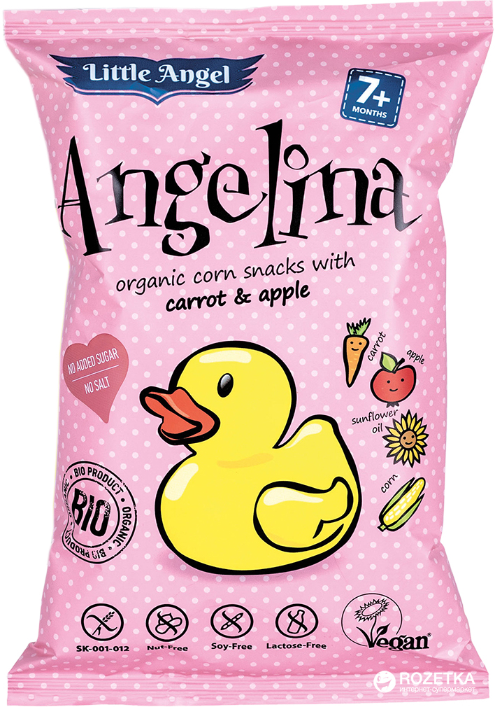 Little Angel Angelina Corn Snacks Carrot Apple 4X15G Bio