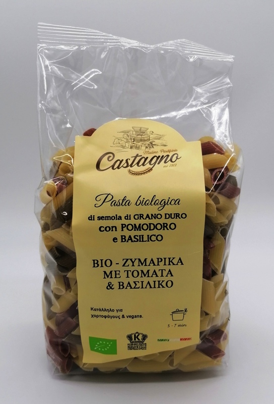 Castagno Pennes Wheat Pasta With Basil Tomato 500G Bio