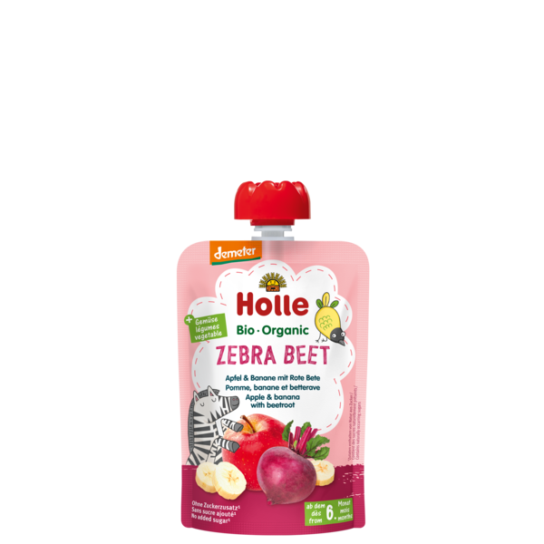 Holle Pouch Zebra Beet - Apple Banana Beetroot (6M) 100G Bio (V)