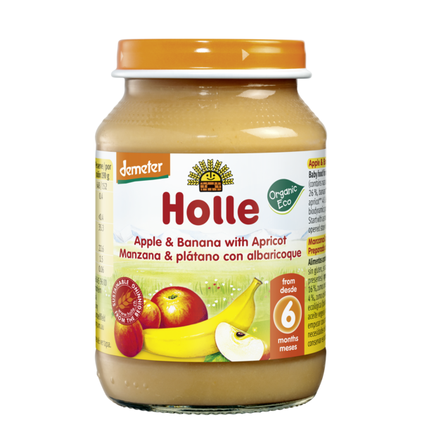 Holle, Jar Apple Banana Apricot (6M) 190G
