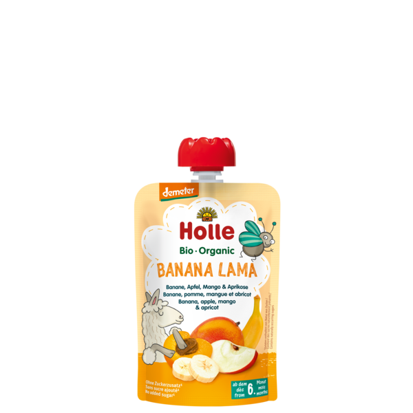 Holle Pouch Banana Lama - Banana Apple Mango Apricot (6M) 100G Bio