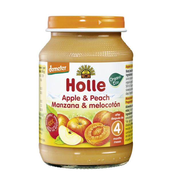 Holle Jar Apple Peach (4Μ) 190G Bio (V)