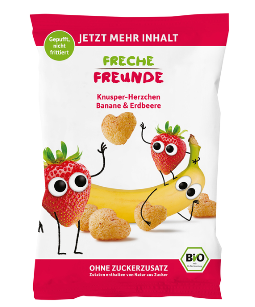 Erdbar, Banana Strawberry Crunchy Hearts 30g Bio
