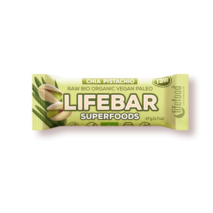 Lifebar Chia Young Barley Pistachio Bar 47G Bio