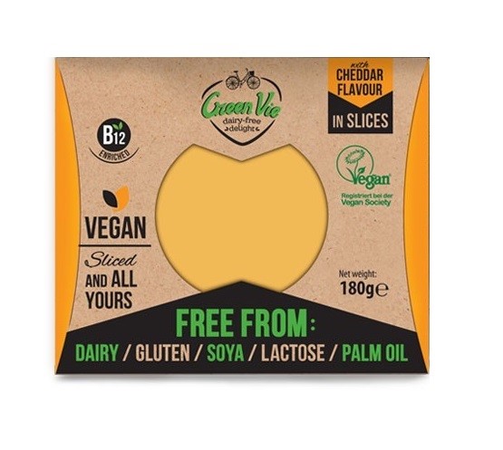 Green Vie Cheddar Flavour Slices 180G Vegan
