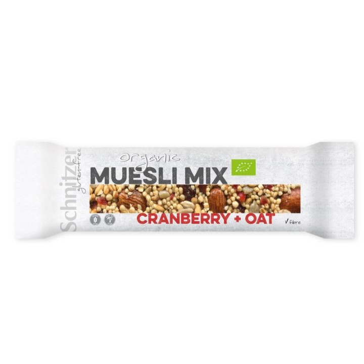 Schnitzer Muesli Mix Cranberry Oat Bar Gf 40G Bio