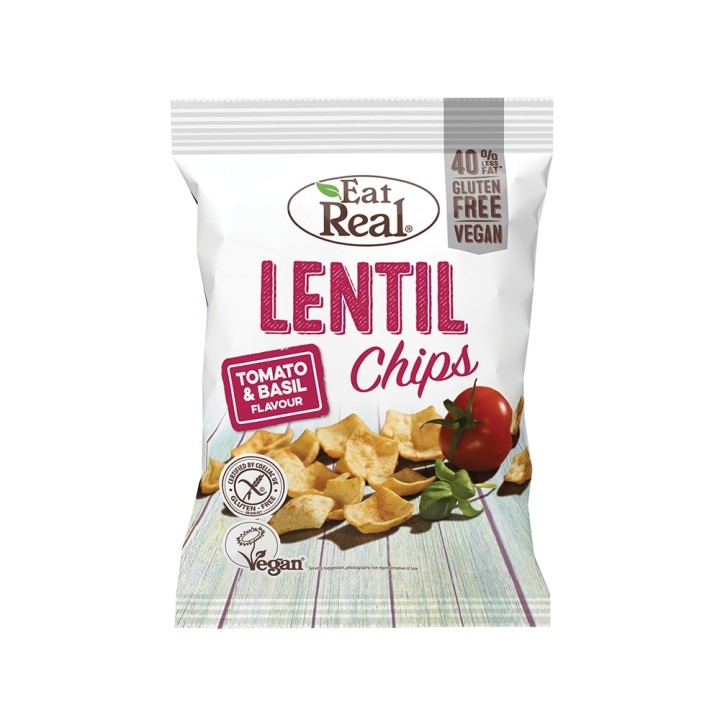 Eat Real Lentil Chips Tomato & Basil 40G