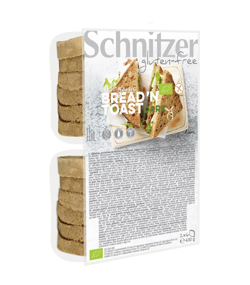 Schnitzer Bread N Toast Dark G/F Bio 430G - Pastries
