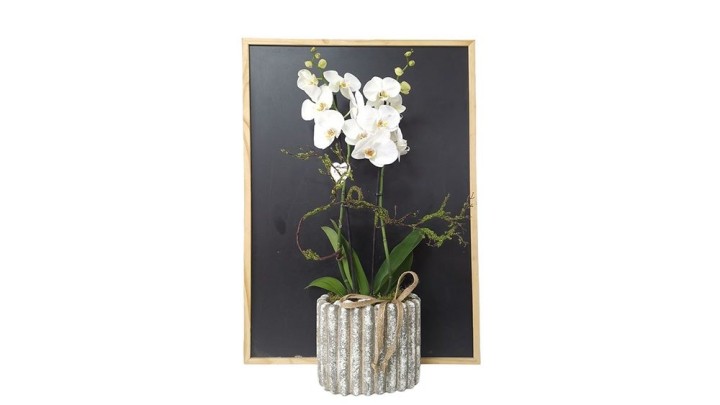 Big Vintage Stone Pot With Decorated Orchid