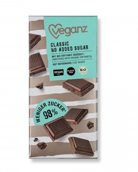 Veganz, Classic No Added Sugar Choco Bar 80G Bio