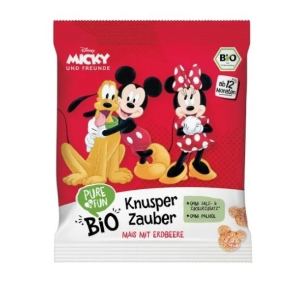 Disney, Mickey Corn Snack With Strawberry 30g Bio