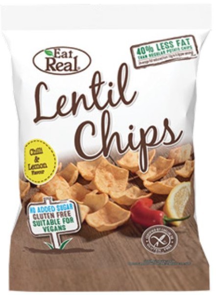 Eat Real, Lentil Chips Chilli Lemon 113G