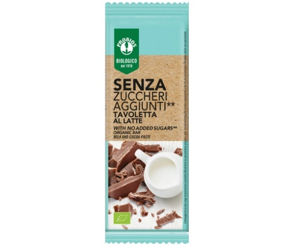 Probios, Milk Chocolate Bar No Added Sugar 50G Bio